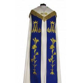 Kapa haftowana maryjna - ecru (89) - KAPY LITURGICZNE