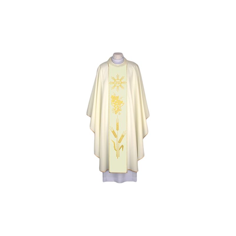Ornat ecru IHS - tkany ozdobny pas (93) - Ornat czerwony IHS - tkany ozdobny pas (93)