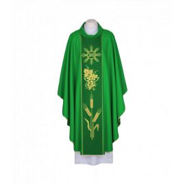 Ornat zielony IHS - tkany ozdobny pas (95)