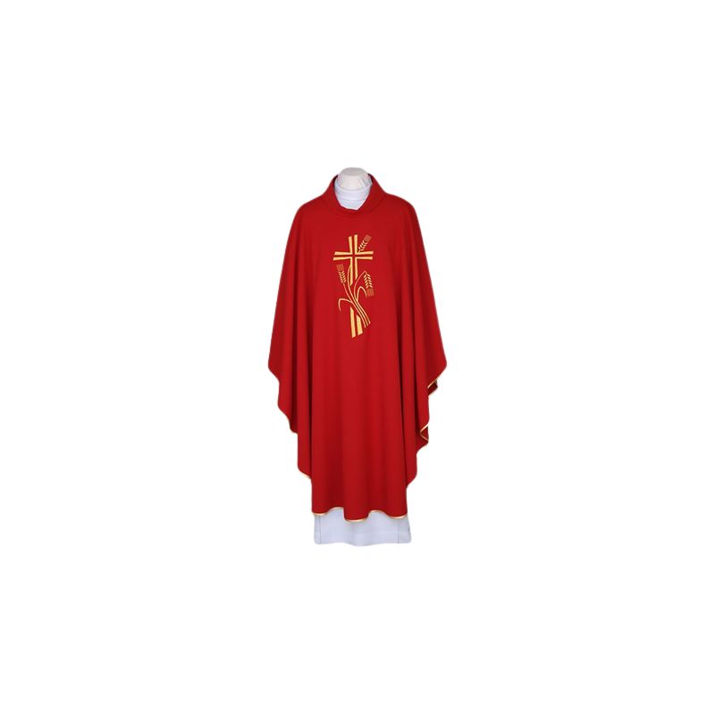 Ornat czerwony, pas haftowany - Krzyż, kłosy (118) - Ornat czerwony, pas haftowany - Krzyż, kłosy (118)