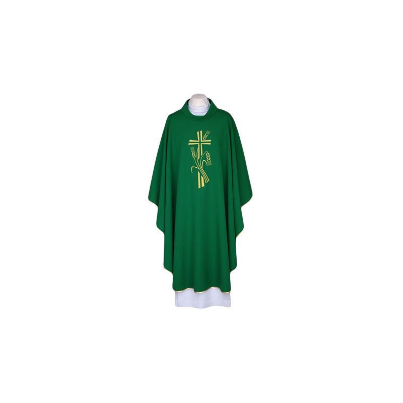 Ornat zielony, pas haftowany - Krzyż, kłosy (121) - Ornat zielony, pas haftowany - Krzyż, kłosy (121)