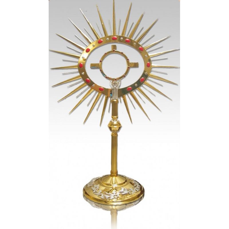 Monstrancja złocona z ozdobnymi elementami, na dużą hostię - 80 cm (S045) - Monstrancja złocona z ozdobnymi elementami, na dużą hostię - 80 cm (S045)