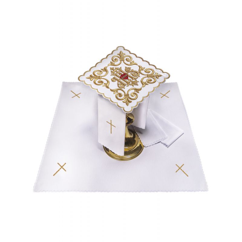 Bielizna kielichowa haftowana IHS+ Serce w koronie (40H) - Bielizna kielichowa haftowana IHS+ Serce w koronie (40H)