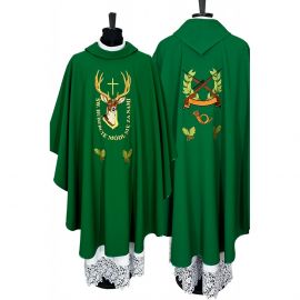 Ornat haftowany zielony Święty Hubert - SZATY LITURGICZNE