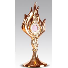Relikwiarz mosiężny, złocony 33 cm - płomień (16S) - RELIKWIARZE