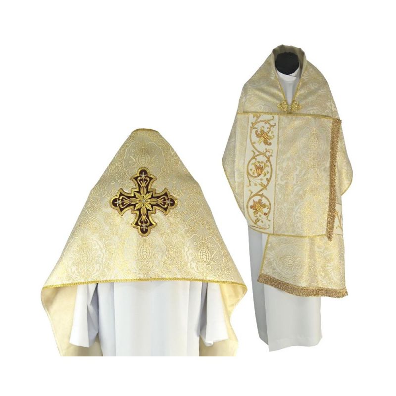 Welon liturgiczny krzyż brokat jasnozłoty - Welon liturgiczny krzyż brokat jasnozłoty