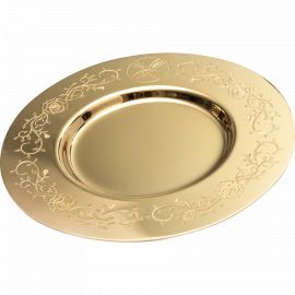 Patena kielichowa, mosiężna,  pozłacana 15 cm (1S) - PATENY LITURGICZNE