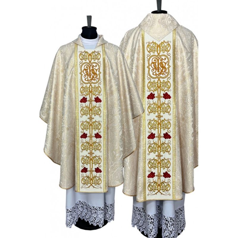 Ornat gotycki brokatowy, haftowany pas (50) - Ornat gotycki brokatowy, haftowany pas (50)