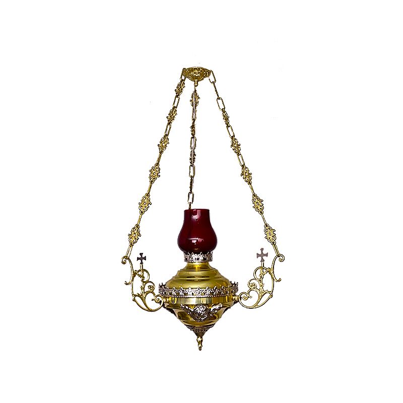 Lampa wieczna, elektryczna, elementy niklowane - wys. 90 cm, szer. 41 cm (S5) - Lampa wieczna, elektryczna, elementy niklowane - wys. 90 cm, szer. 41 cm (S5)