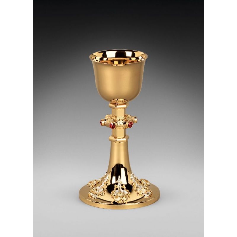 Kielich mszalny, złocony, ozdobne kamienie - 24,5 cm (17D) - Kielich mszalny, złocony, ozdobne kamienie - 24,5 cm (17D)