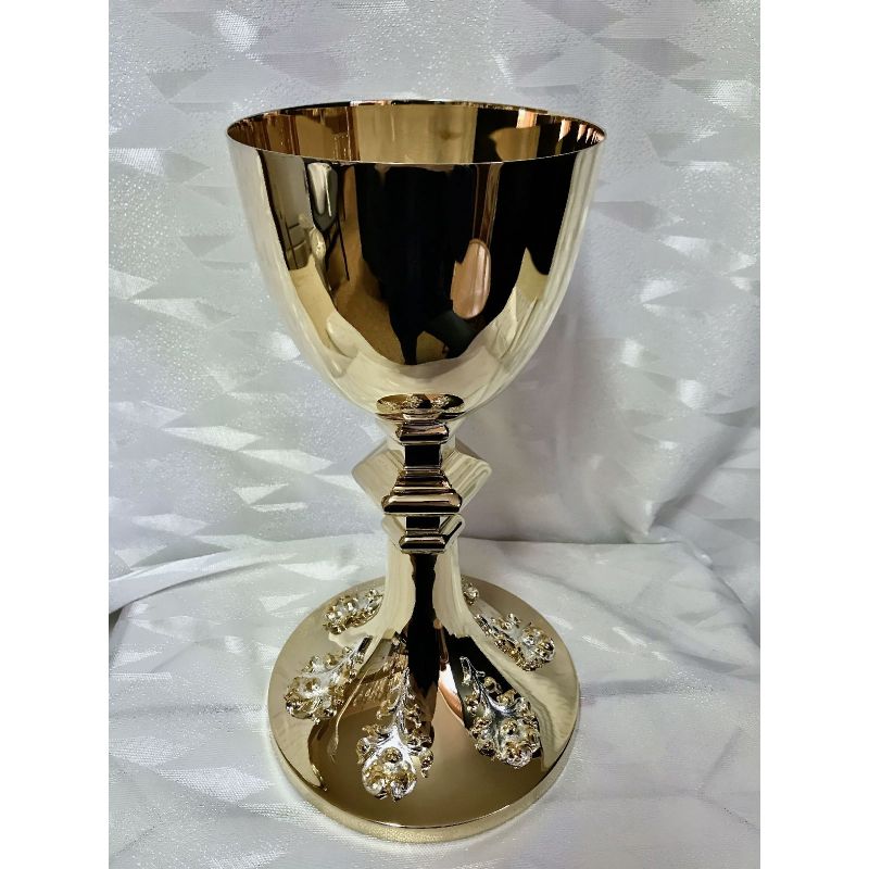 Kielich mszalny, neogotycki,nodus 6 kąt, złocony - 26 cm (18D) - Kielich mszalny, neogotycki,nodus 6 kąt, złocony - 26 cm (18D)