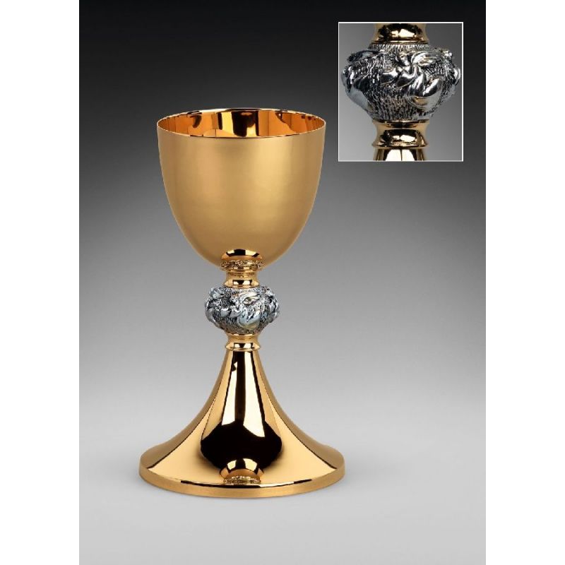 Kielich mszalny, pozłacany i oksydowany, Aniołki - 24 cm (21D) - Kielich mszalny, pozłacany i oksydowany, Aniołki - 24 cm (21D)