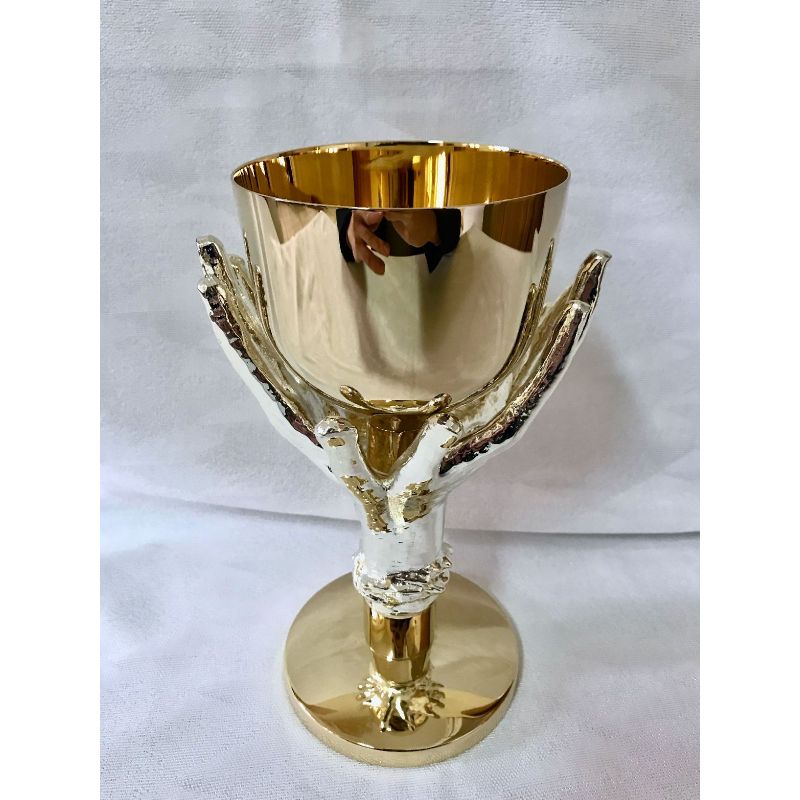 Kielich mszalny, pozłacany, dłonie, nodus odlew - 21 cm (27D) - Kielich mszalny, pozłacany, dłonie, nodus odlew - 21 cm (27D)