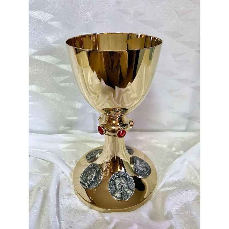 Kielich mszalny, pozłacany, 5 Pierwszych Polskich Męczenników - 24 cm (29D) - Kielich mszalny, pozłacany, 5 Pierwszych Polskich Męczenników - 24 cm (29D)