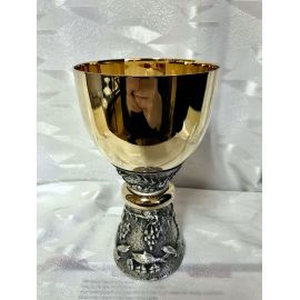 Kielich mszalny, pozłacany i srebrzony, ryby - 17 cm (31D)