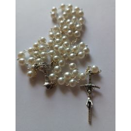 Różaniec komunijny dla dziewczynki/chłopca - perłowy mat - RÓŻAŃCE, KORONKI, TAJEMNICE RÓŻAŃCOWE