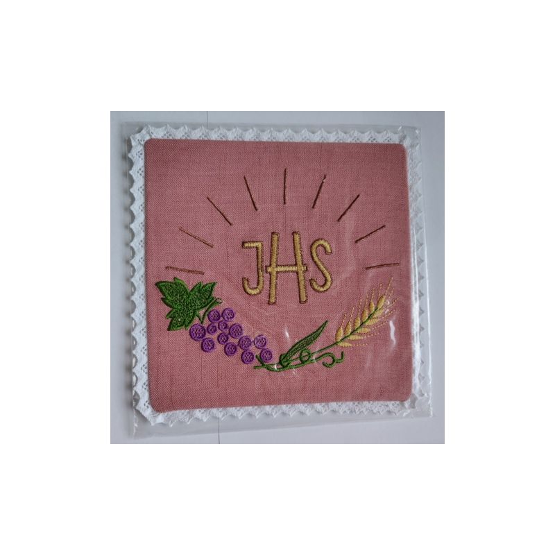 Palka haftowana różowa IHS, kłosy, winogrona (6) - Palka haftowana różowa IHS, kłosy, winogrona (6)