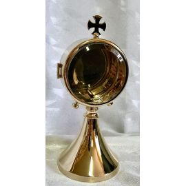 Kustodium / Kustodia - mosiężne, pozłacane 21 cm (tradycyjna hostia) - KUSTODIA