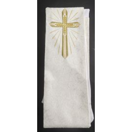 Stuła kapłańska  haftowana ecru PX + Krzyż (38) - EUCHARYSTYCZNE