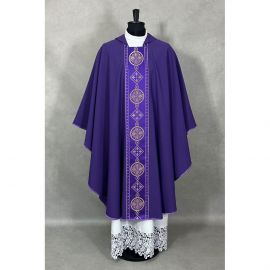 Ornat gotycki fioletowy, pas tkany (48K) - zdjęcie 2 - Ornat gotycki fioletowy, pas tkany (48K)