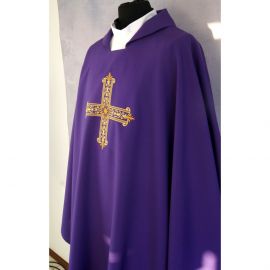 Ornat gotycki haftowany, fioletowy - Krzyż (99K) - zdjęcie 2 - Ornat gotycki haftowany, fioletowy - Krzyż (99K)
