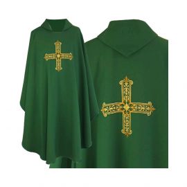 Ornat gotycki haftowany, zielony - Krzyż (100K)