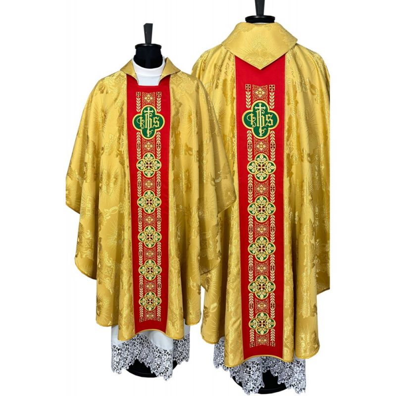 Ornat gotycki złoty, haftowany IHS (108K) - Ornat gotycki złoty, haftowany IHS (108K)