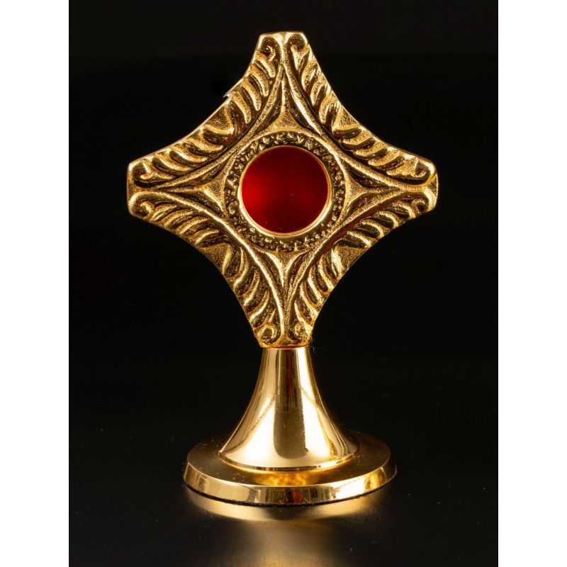 Relikwiarz mosiężny, pozłacany - 12 cm (33) - Relikwiarz mosiężny, pozłacany - 12 cm (33)