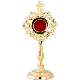 Relikwiarz mosiężny, pozłacany - 21 cm (36) - zdjęcie 2 - Relikwiarz mosiężny, pozłacany - 21 cm (36)