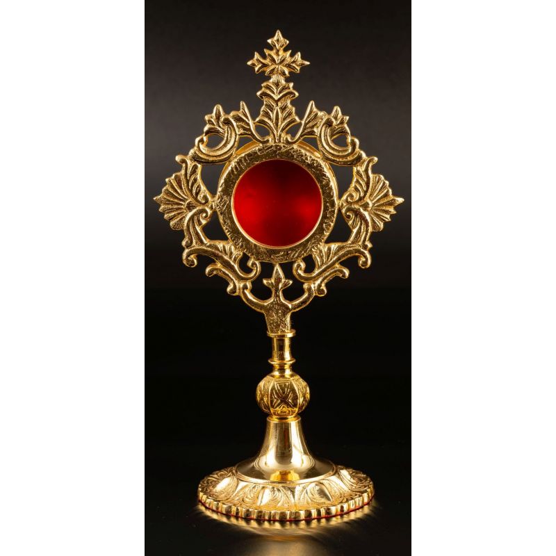 Relikwiarz mosiężny, pozłacany - 25 cm (37) - Relikwiarz mosiężny, pozłacany - 25 cm (37)