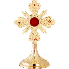 Relikwiarz mosiężny, pozłacany - 22 cm (38) - zdjęcie 2 - Relikwiarz mosiężny, pozłacany - 22 cm (38)
