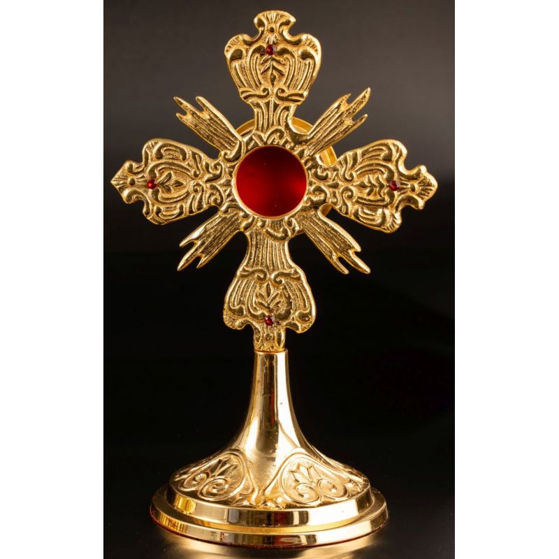Relikwiarz mosiężny, pozłacany - 22 cm (38) - Relikwiarz mosiężny, pozłacany - 22 cm (38)