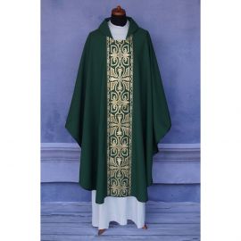 Ornat gotycki zielony, pas tkany krzyż (119K) - zdjęcie 2 - Ornat gotycki zielony, pas tkany krzyż (119K)