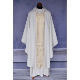 Ornat gotycki ecru, pas tkany krzyż (120K) - zdjęcie 2 - Ornat gotycki ecru, pas tkany krzyż (120K)