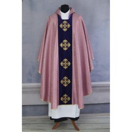 Ornat gotycki różowy pas fioletowy aksamit, haftowany (134K) - zdjęcie 3 - Ornat gotycki różowy pas fioletowy aksamit, haftowany (134K)