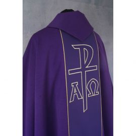 Ornat gotycki fioletowy, haftowany Chrystus na krzyżu (144K) - zdjęcie 3 - Ornat gotycki fioletowy, haftowany Chrystus na krzyżu (144K)