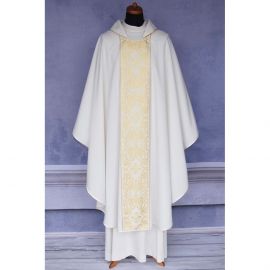 Ornat gotycki biały, pas tkany, materiał strecz (165K) - zdjęcie 2 - Ornat gotycki biały, pas tkany, materiał strecz (165K)