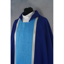 Ornat gotycki niebieski-maryjny, tkanina gładka, pas żakardowy (195K) - zdjęcie 2 - Ornat gotycki niebieski-maryjny, tkanina gładka, pas żakardowy (195K)