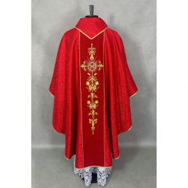 Ornat gotycki czerwony, tkanina żakardowa, pas haftowany (197K) - zdjęcie 2 - Ornat gotycki czerwony, tkanina żakardowa, pas haftowany (197K)