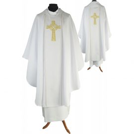 Ornat gotycki biały, tkanina gładka (201K)