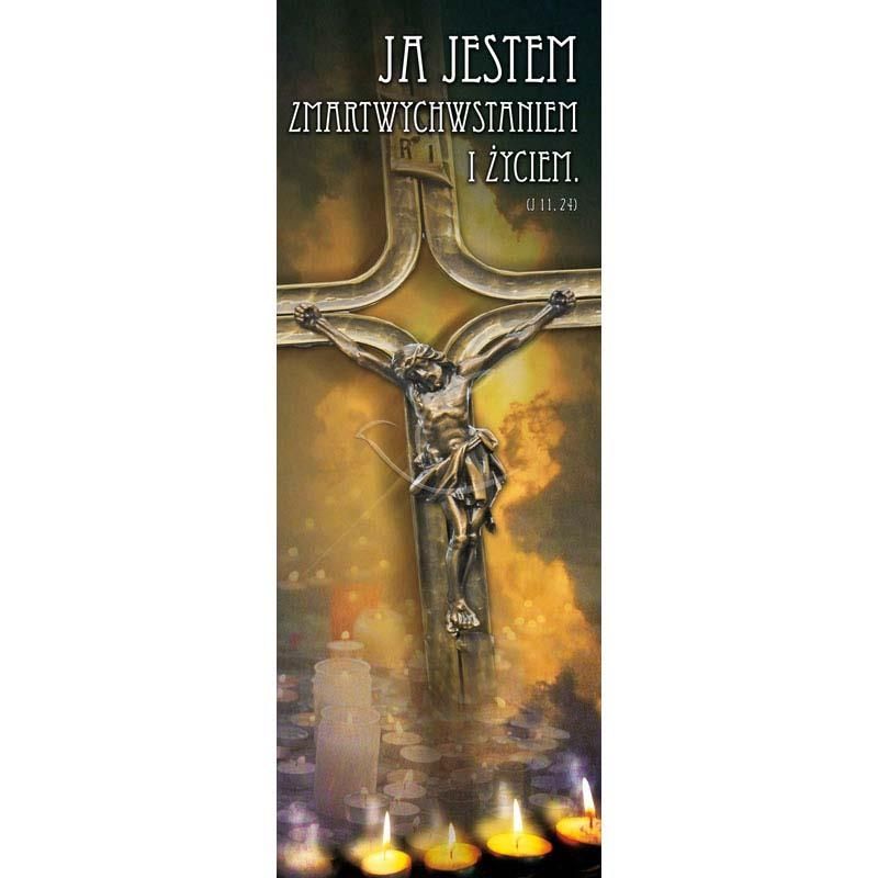 Baner - Ja jestem zmartwychwstaniem i życiem - Baner Wielkanocny - Ja jestem zmartwychwstaniem i życiem
