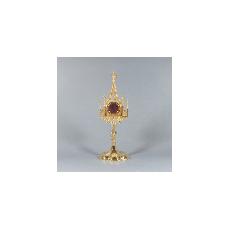 Relikwiarz mosiężny pozłacany - gotycki mały - Relikwiarz mosiężny pozłacany - gotycki mały