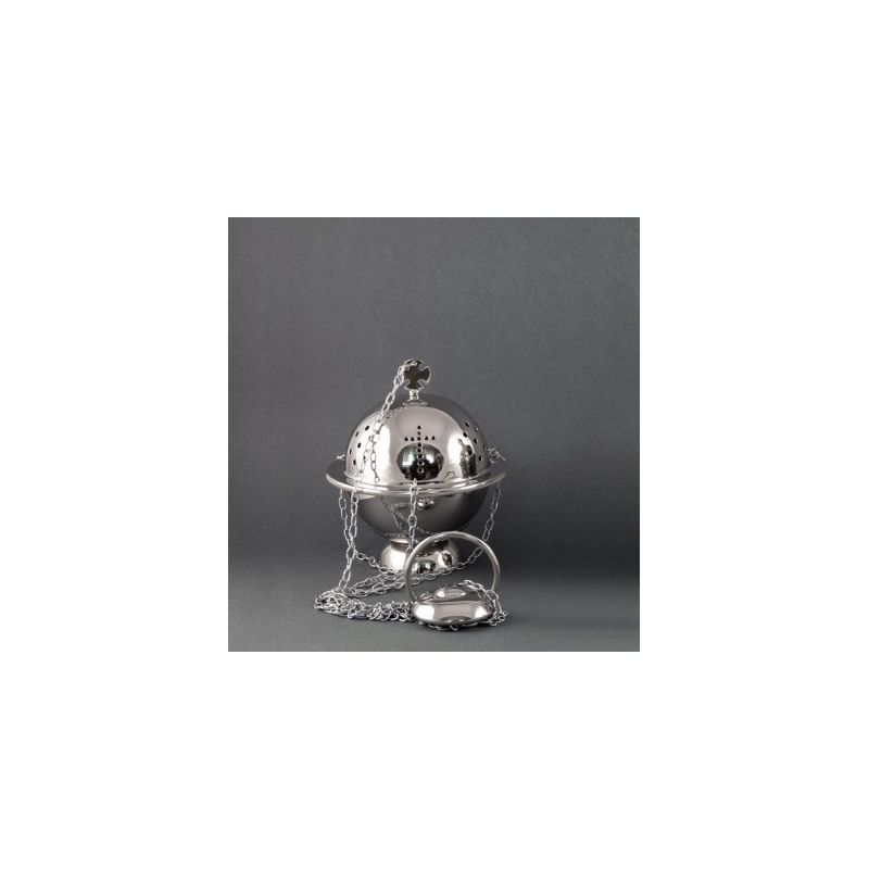 Trybularz mosiężny niklowany wys. 13 cm - Trybularz mosiężny niklowany wys. 13 cm