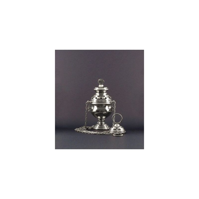 Trybularz mosiężny niklowany wys. 17 cm - Trybularz mosiężny niklowany wys. 17 cm