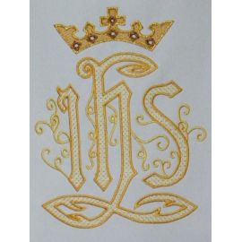 Biała/ecru peleryna IHS + korona maryjna - zdjęcie 2 - Biała/ecru peleryna IHS + korona maryjna