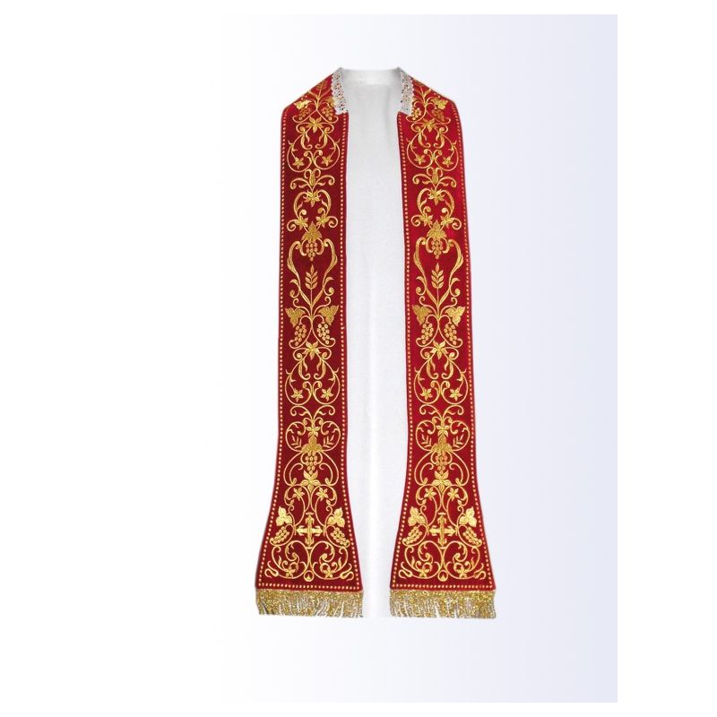 Stuła rzymska haftowana - materiał aksamit- kolory liturgiczne - Stuła rzymska haftowana - materiał aksamit- kolory liturgiczne