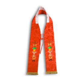 Stuła kapłańska haftowana - czerwona (11) - EUCHARYSTYCZNE
