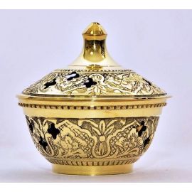 Kadzielniczka domowa, mosiężna z pokrywką - 7 cm - KADZIELNICE DOMOWE