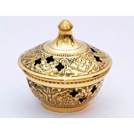 Kadzielniczka domowa, mosiężna z pokrywką - 7 cm - zdjęcie 2 - Kadzielniczka domowa, mosiężna z pokrywką - 7 cm