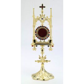 Relikwiarz z kamieniami szlachetnymi, pozłacany - 31 cm - RELIKWIARZE